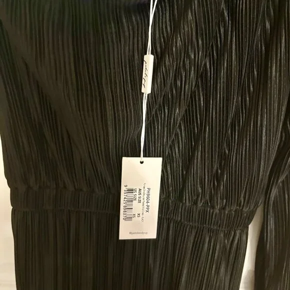 Petal & Pup One Shoulder Pleated Midi Dress - Black - X-Small - Picture 9 of 10